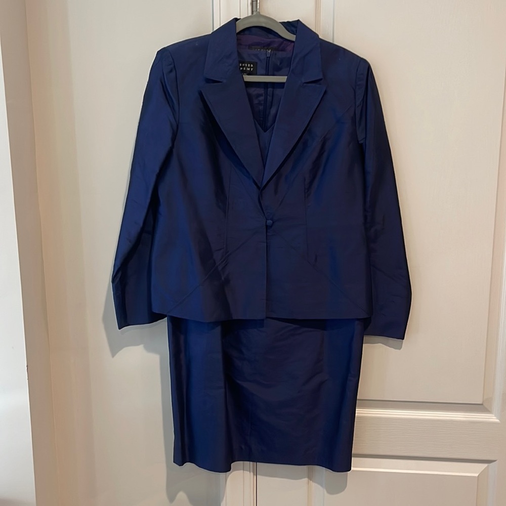 Indigo blue sleeveless dress and jacket